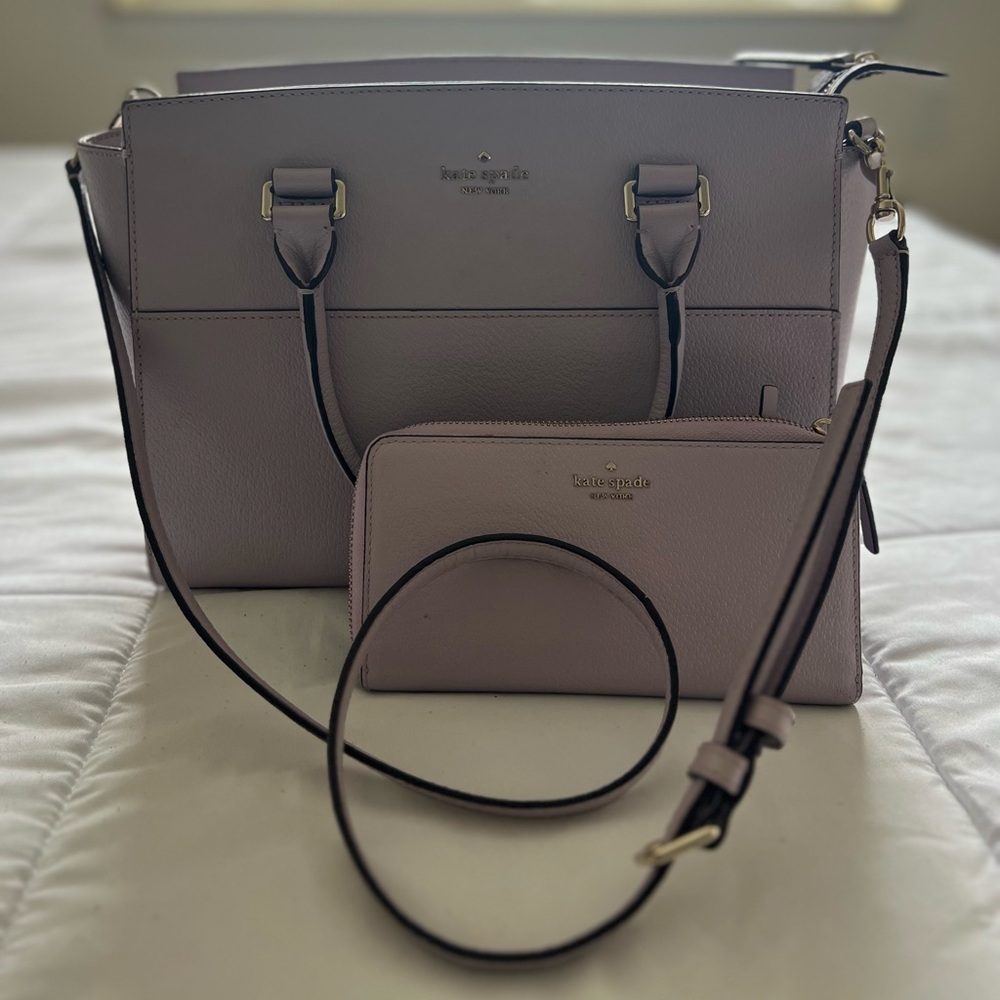 Kate Spade Dusty Mauve Leather Tote with Matching Wallet - Picture 2 of 12